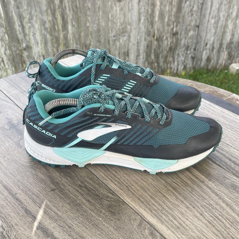 Brooks Cascadia 13 Running Shoes Women 10.5 Blue Teal Trail Sneakers 1202741B343